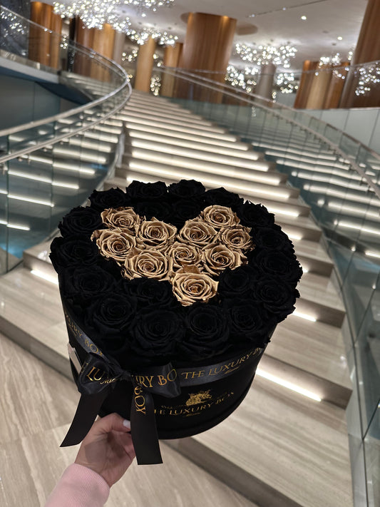 black golden eternal roses