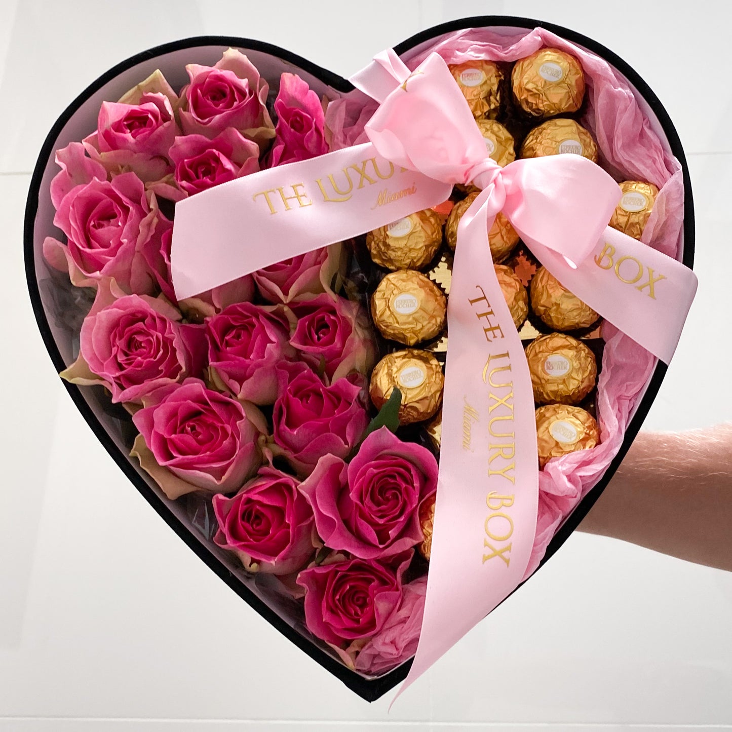 Half Chocolates Half Fresh Roses Box