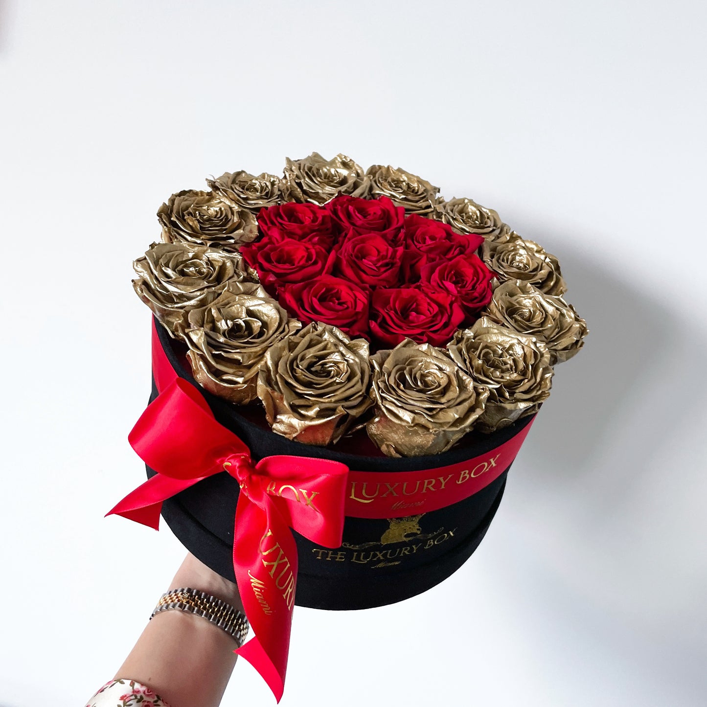 venusetfleur, Preserved roses red gold medium 