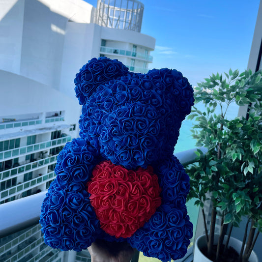 Royal Blue Rose Bear with a ❤️