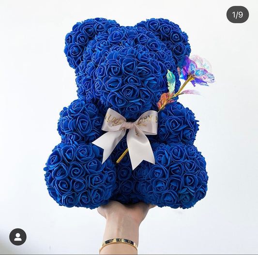 Royal Blue Rose Bear