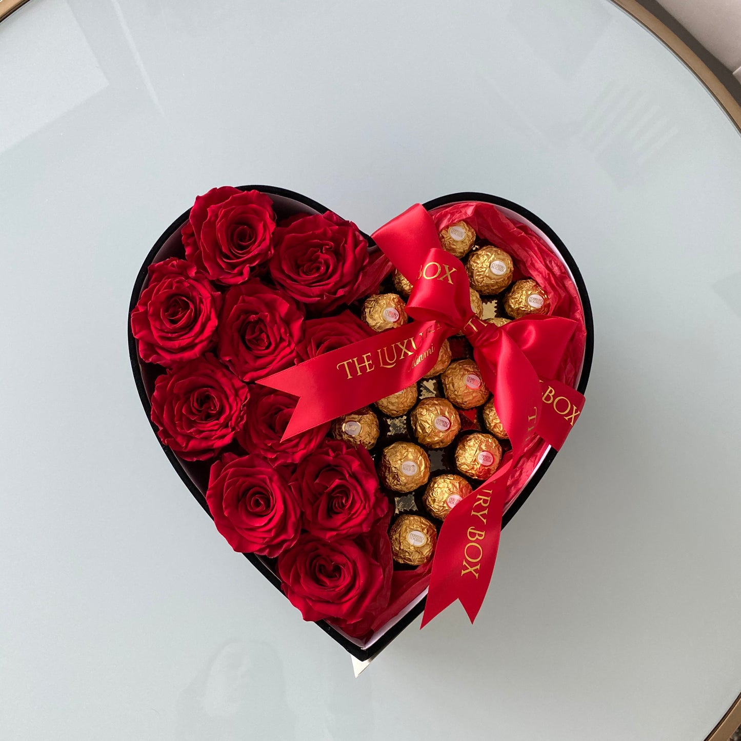 Half Chocolates Half Fresh Roses Box